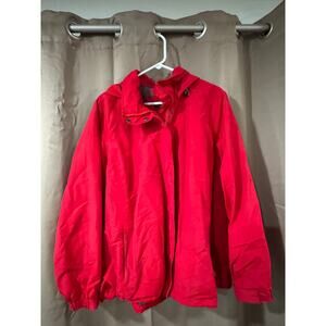 Land’s End Women Red Hooded Waterproof Windbreaker Jacket Plus Size 2X Fall Spr
